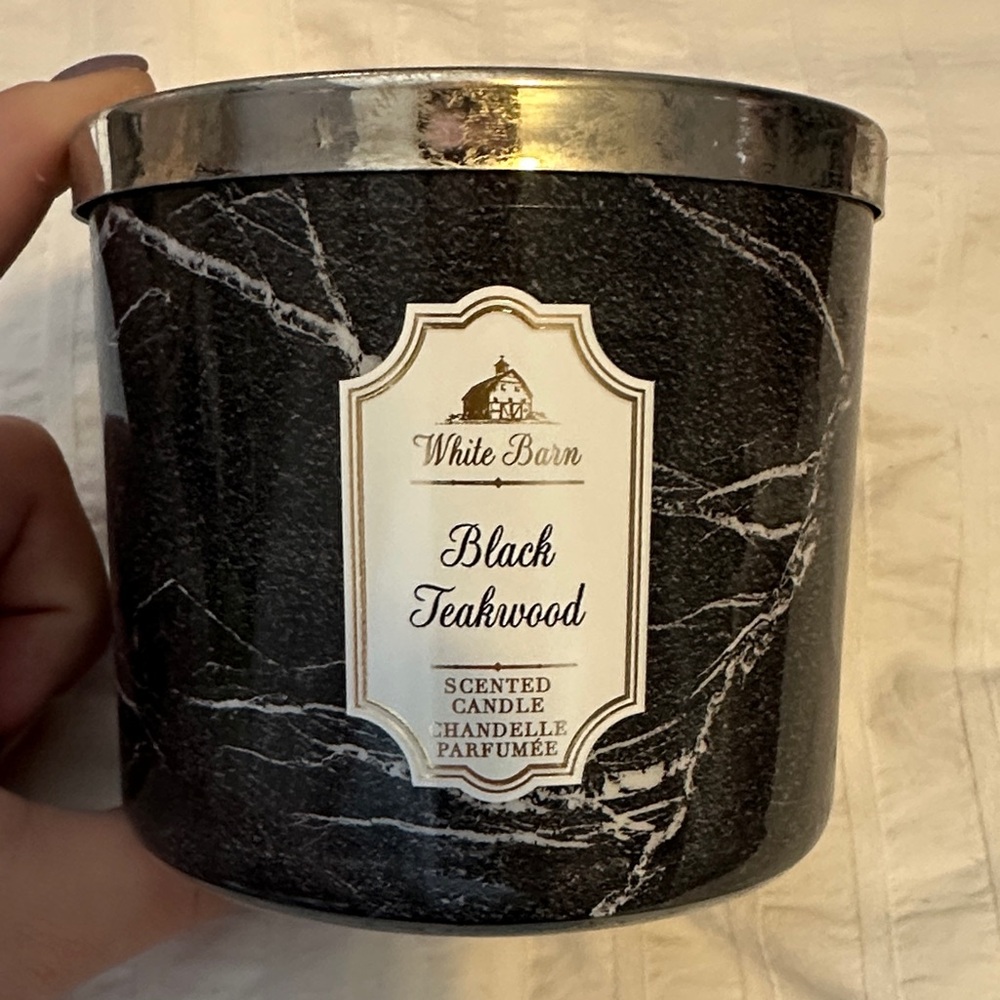 White Barn Black Teakwood Candle - Marble Design